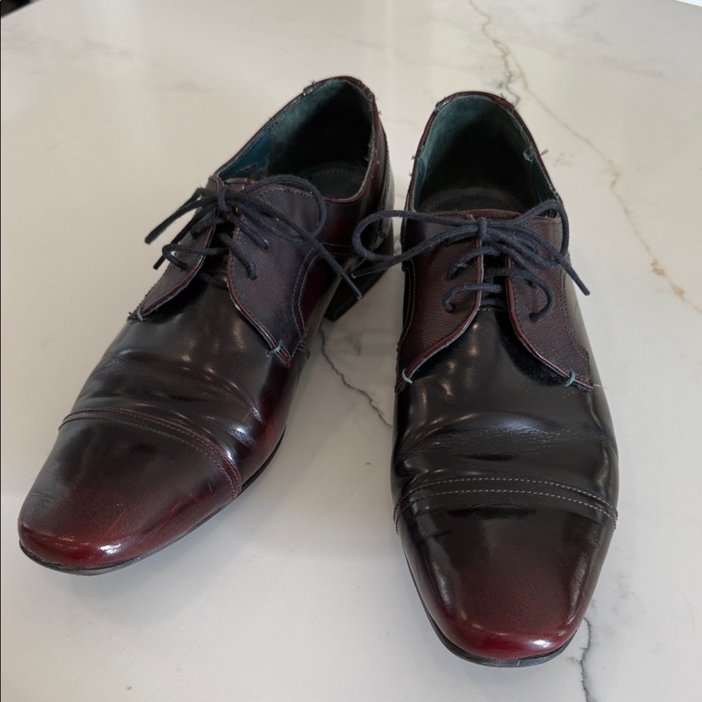 Ted Baker London Dark Red Leather Oxfords